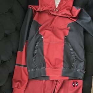 Red and Black Hoodie with Character Logo